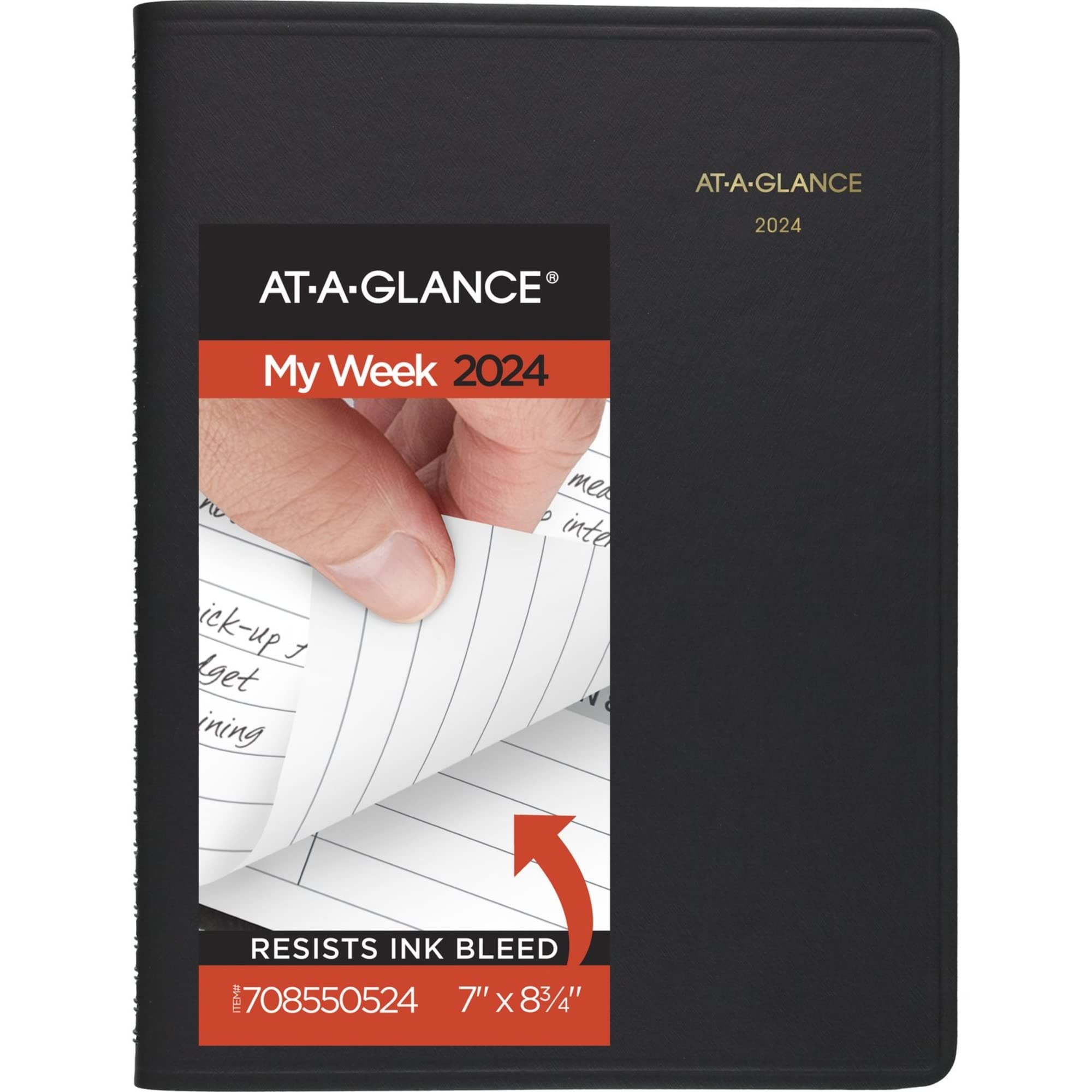 2024 At-A-Glance Open Scheduling Weekly Planner, 6-3/4' X 8-3/4', Black, January To December 2024, 7085505