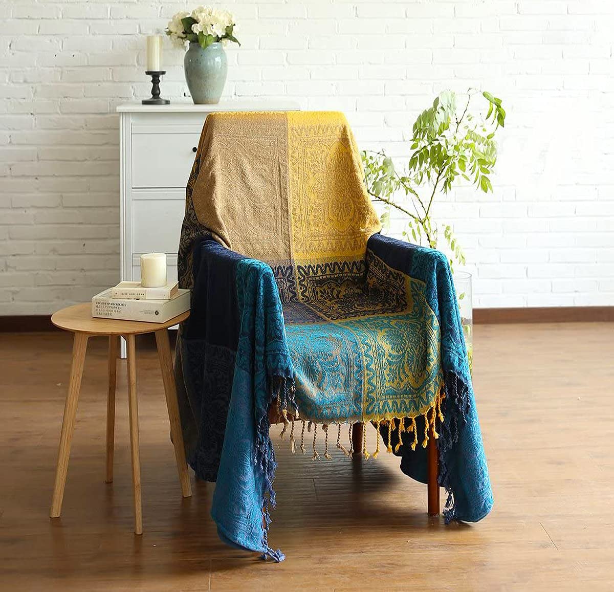 Aivia Bohemian Throws Blankets, Chenille Woven Recliner Chair Throw Cover Futon Furniture Cover Sofa Slipcover Boho Bed Blanket