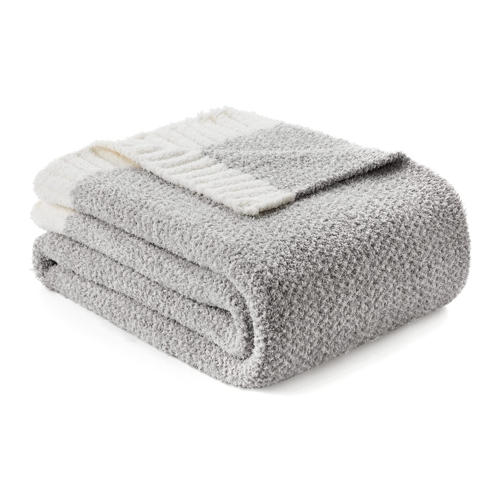 Snuggle Sac Queen Size Bed Blanket Heather Grey, Super Soft Warm Microfiber Bedding Blankets, Cozy Knit Fuzzy Plush Oversized Bl