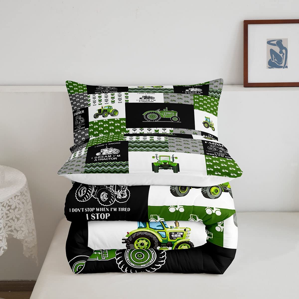 Feelyou Tractor Comforter Set Cartoon Farm Tractor Down Duvet For Kids Boys Girls Truck Car Bedding Set Harvester Excavator Comf