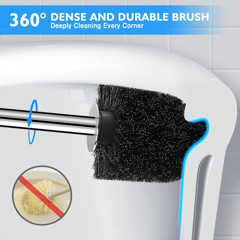 Ixo Toilet Brush And Holder 2 Pack, 304 Stainless Steel Toilet Brush With Extended And Durable Comfortable Brush Handle, Toilet