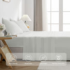Jellymoni Fitted Sheet Queen Cotton Cream White 1Pc Easy-Fit 16 Inch Deep Pocket Sheet Bedding Sheet Solid 100% Washed Cotton So