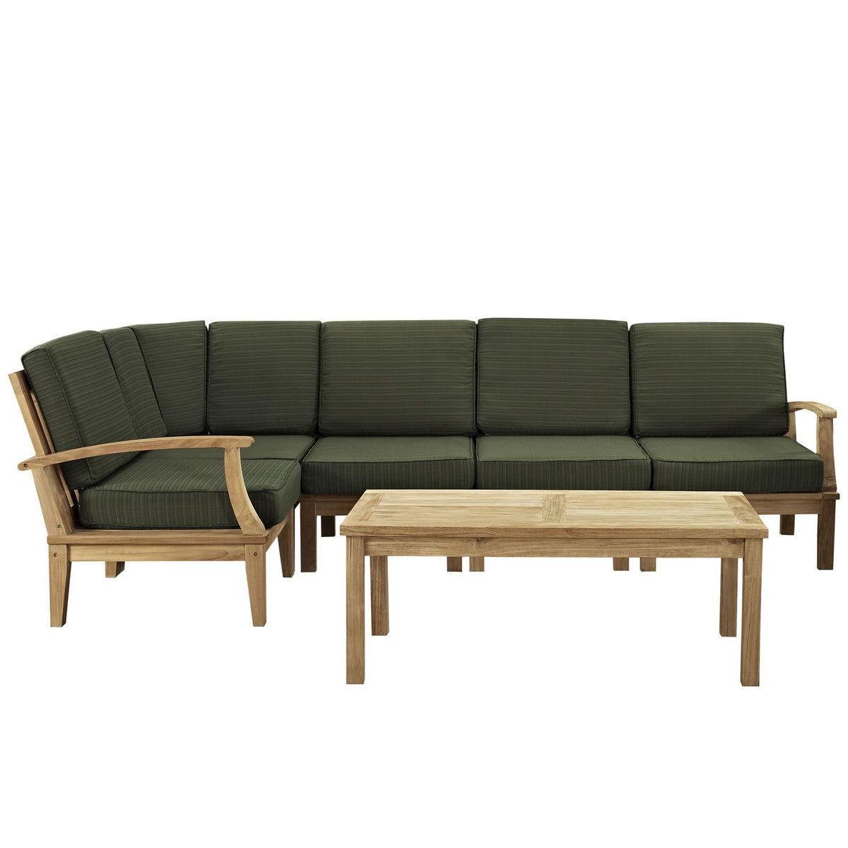 Lexmod Marina 6-Piece Outdoor Patio Teak Sofa Set, Natural Green