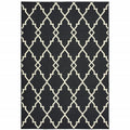 HomeRoots Polypropylene 8’x11’ Black and Ivory Trellis Indoor Outdoor Area Rug