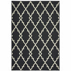 HomeRoots Polypropylene 8’x11’ Black and Ivory Trellis Indoor Outdoor Area Rug