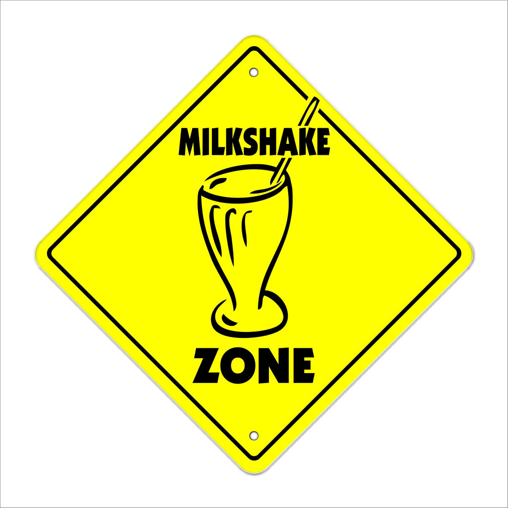 Milkshake Crossing Sign Zone Xing | Indoor/Outdoor | 12'' Tall Plastic Sign icecream ice cream topping straw
