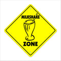 Milkshake Crossing Sign Zone Xing | Indoor/Outdoor | 12'' Tall Plastic Sign icecream ice cream topping straw