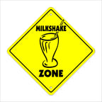 Milkshake Crossing Sign Zone Xing | Indoor/Outdoor | 12'' Tall Plastic Sign icecream ice cream topping straw