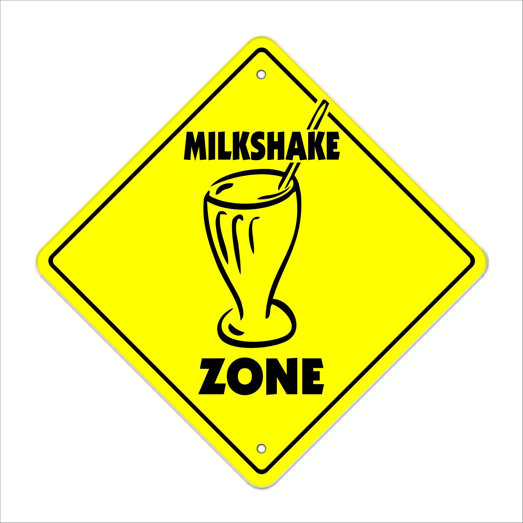 Milkshake Crossing Sign Zone Xing | Indoor/Outdoor | 12'' Tall Plastic Sign icecream ice cream topping straw