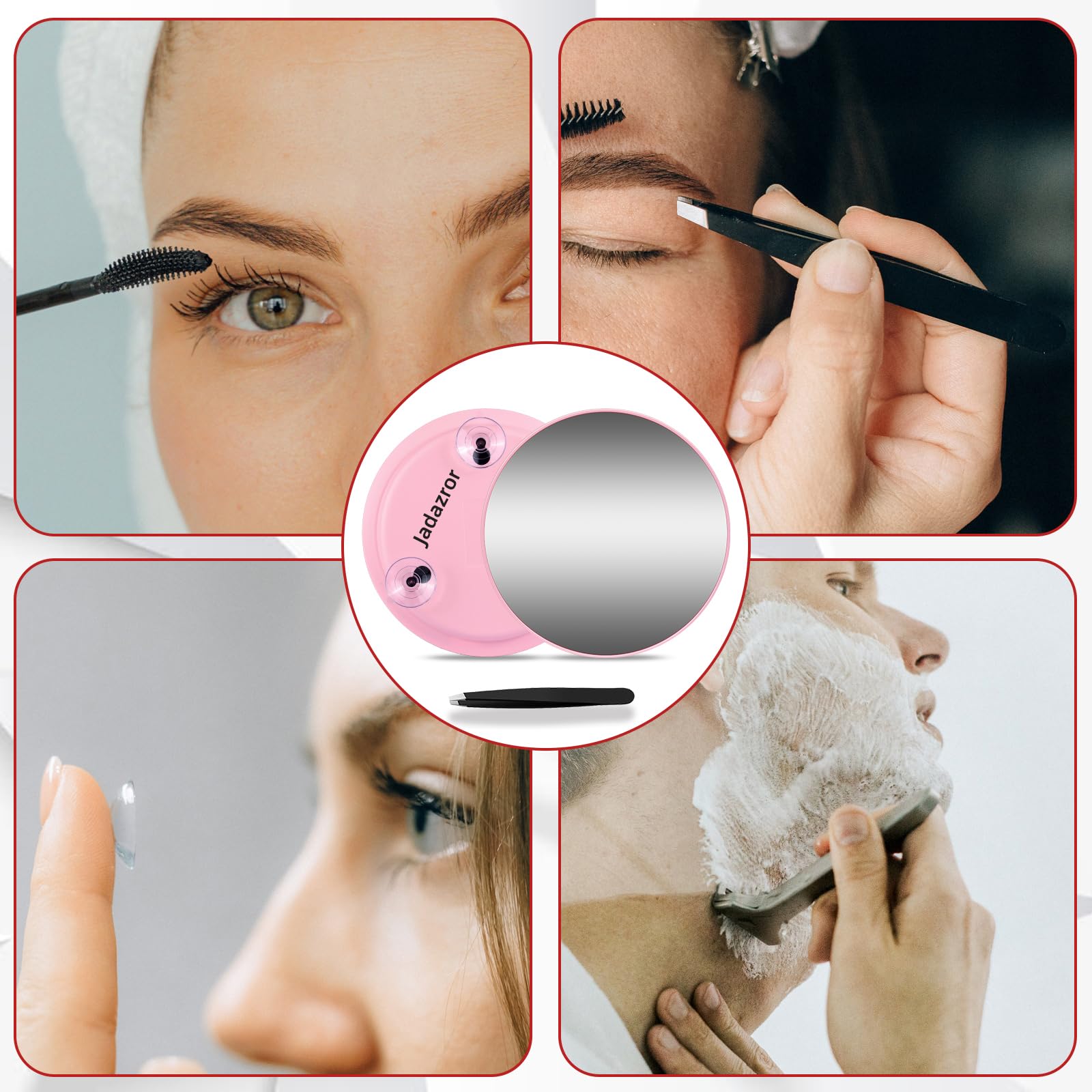 10X Magnifying Mirror, 10X Travel Magnification Mirror With 3 Suction Cups, 6' Makeup Magnifying Mirror, Portable Handheld Cosm
