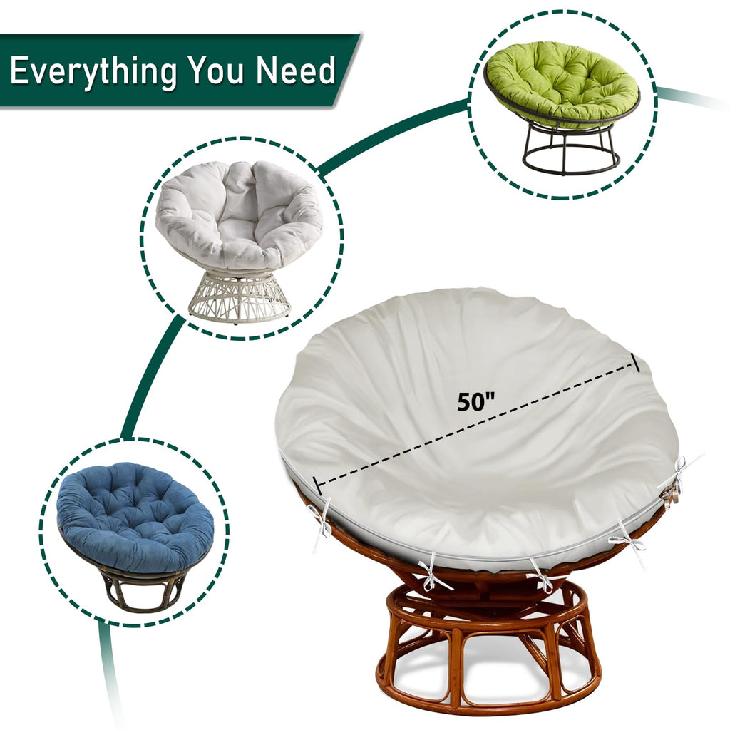 Iceberg Elf Papasan Cushion Cover Only,(For 40In-50In Outdoor Papasan Chair Cushion Covers) Beige Zipper Design For Easy Closure