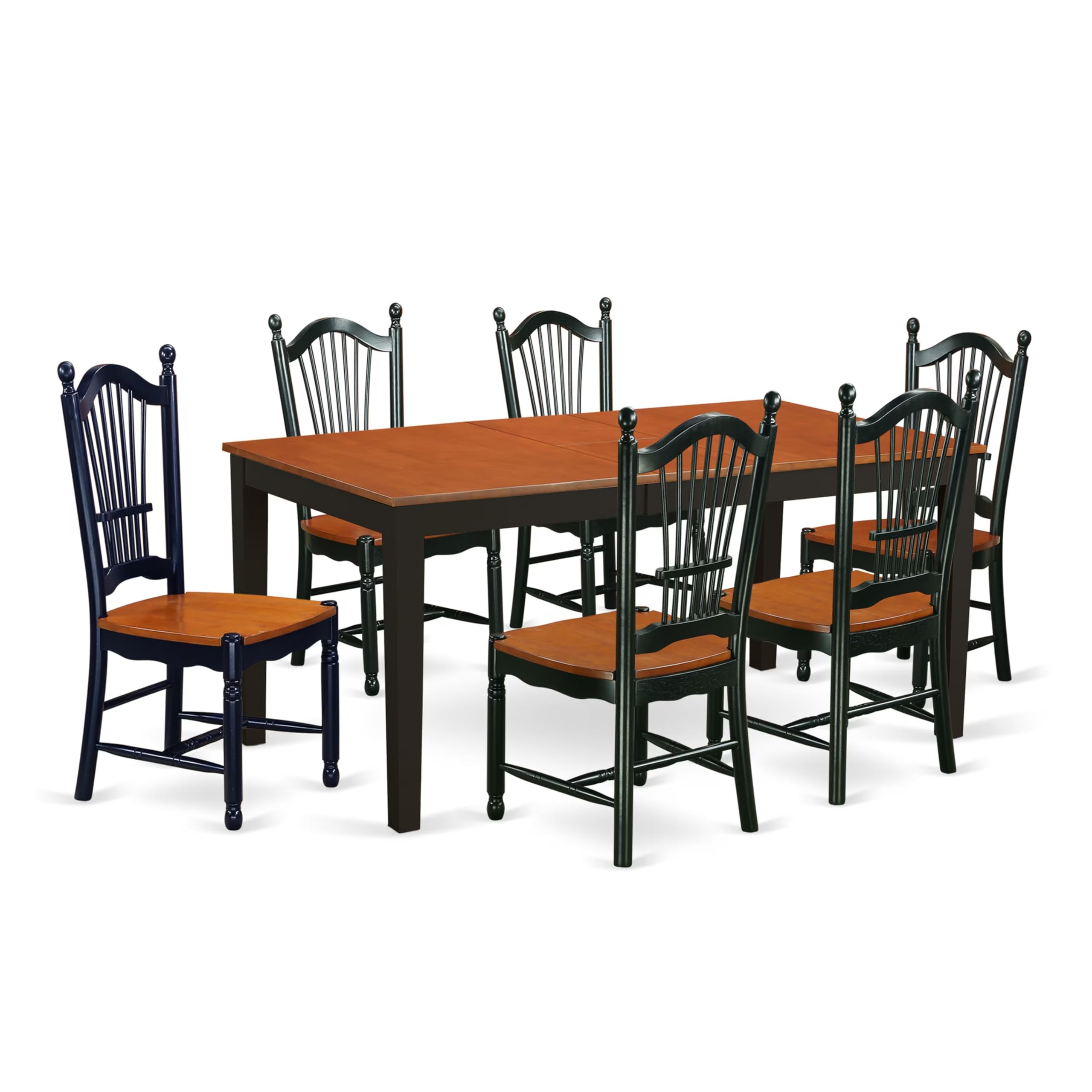 East West Furniture Nido7-Bch-W 7 Piece Dining Room Furniture Set Consist Of A Rectangle Kitchen Table With Butterfly Leaf And 6 Dining Chairs, 36X66 Inch, Black & Cherry