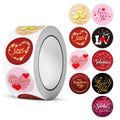 Valentine'S Day Sticker Roll, Heart Label Sticker 500 Pcs Happy Valentines Day Roll Stickers 1 Inch Self Adhesive Love Round Sti