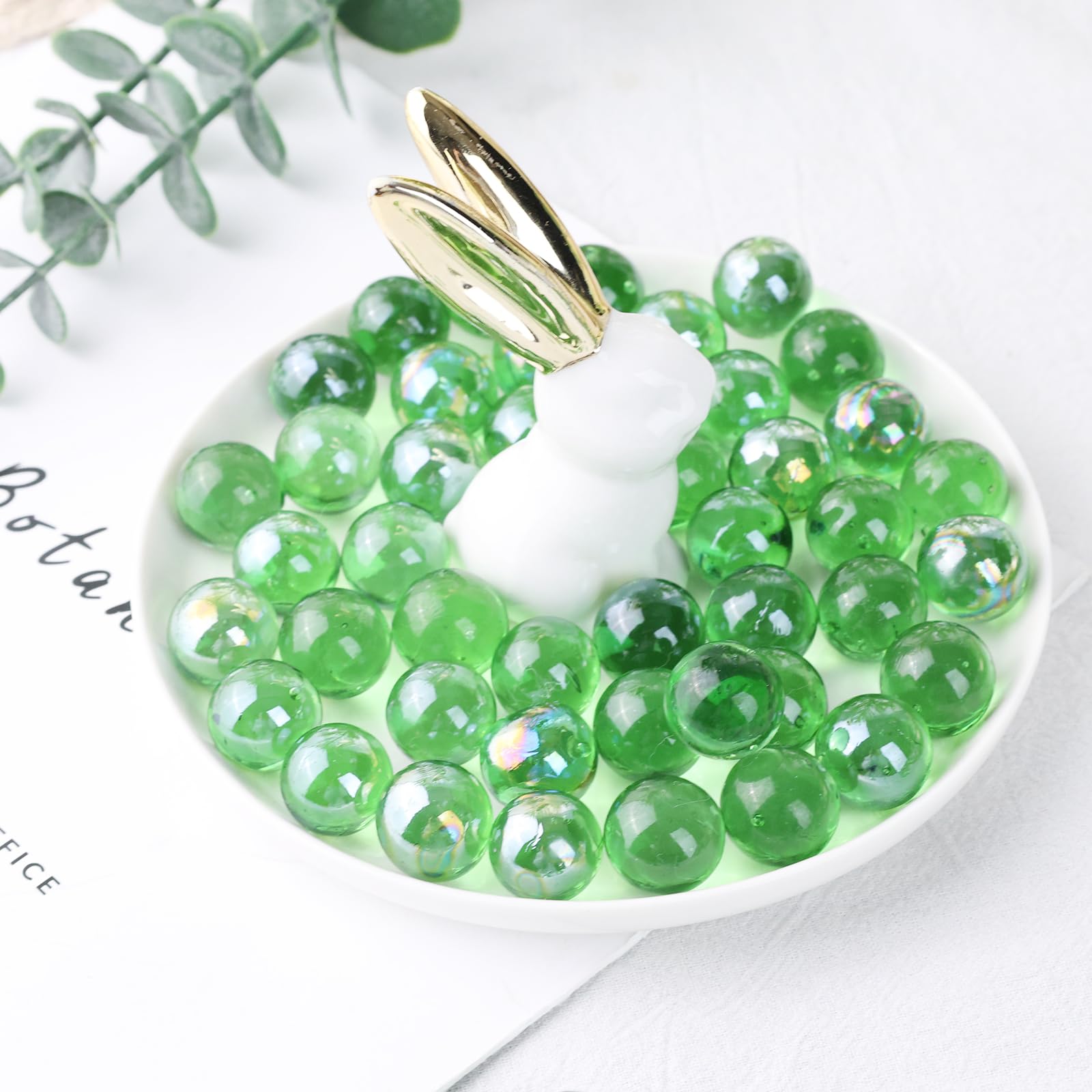 Domestar 1Lb Glass Marbles Bulk, Round Glass Marbles 0.63 Inch Vase Fillers Green Glass Beads For Marble Runs Home Decor