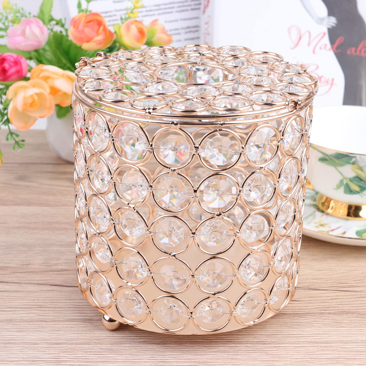 Topbathy Crystal Tissue Box Cover Toilet Paper Roll Cover Tissue Paper Roll Holder For Bathroom Kitchen Home Living Room Car Gol