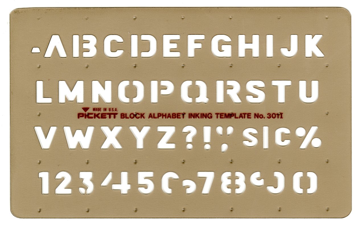 Pickett Letter And Number Template, Block Alphabet Font, 1/2 Inch Size (301I)