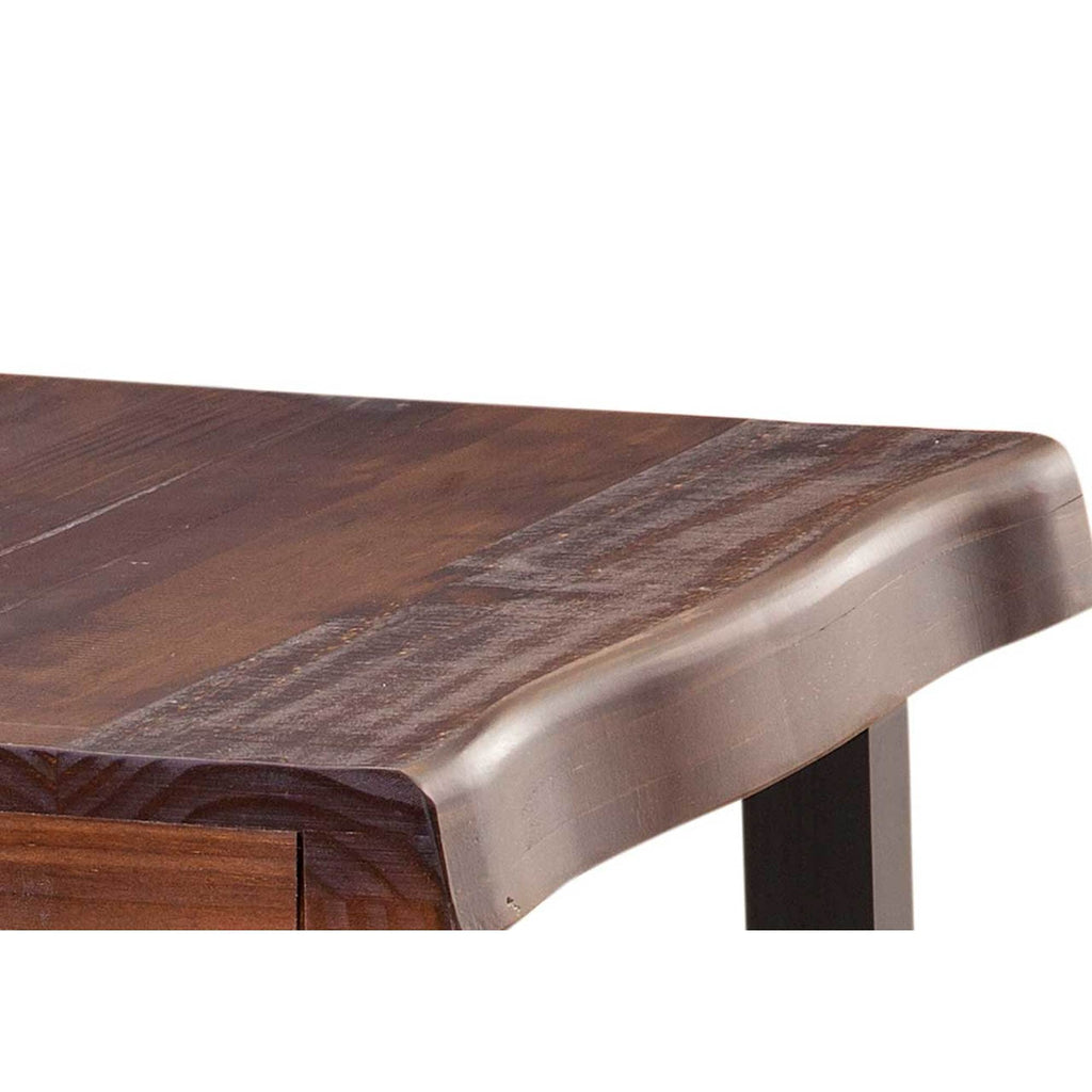 Steve Silver Jennings Rustic Live Edge, Solid Pine Construction, and Two-Tone Cherry and Ebony Finish End Table, 22 x 22 x 24