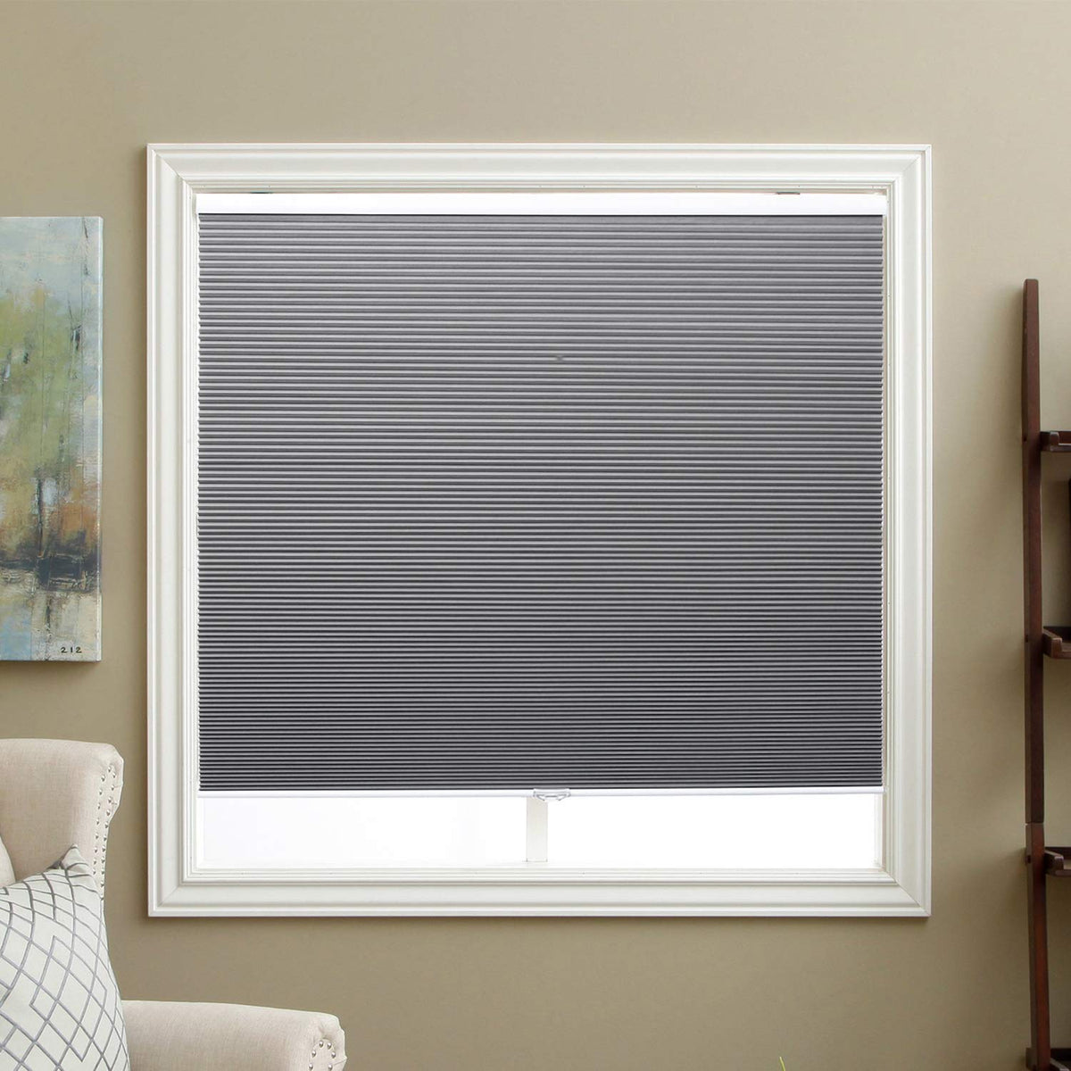 Cellular Shades Cordless Blackout Honeycomb Blinds Fabric Window Shades 33'' W x 38'' H, Cool Silver(Blackout)