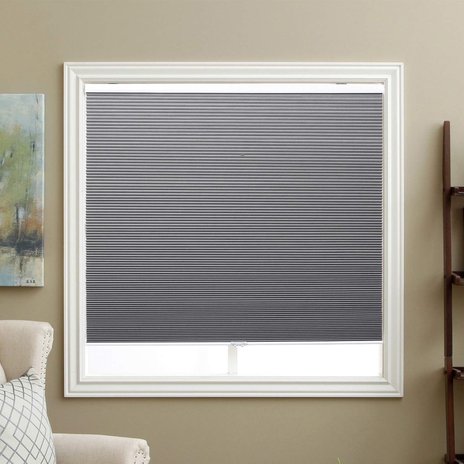 Cellular Shades Cordless Blackout Honeycomb Blinds Fabric Window Shades 23 W x 64 H, Cool Silver(Blackout)