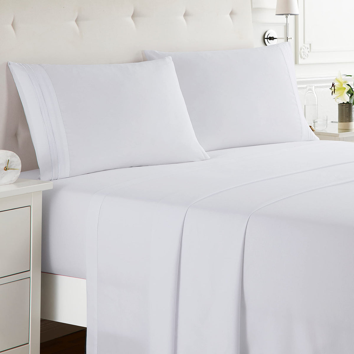 Nestl Queen Sheet Set - 4 Piece Bed Sheets For Queen Size Bed, Deep Pocket, Hotel Luxury, Extra Soft, Breathable And Cooling, Wh