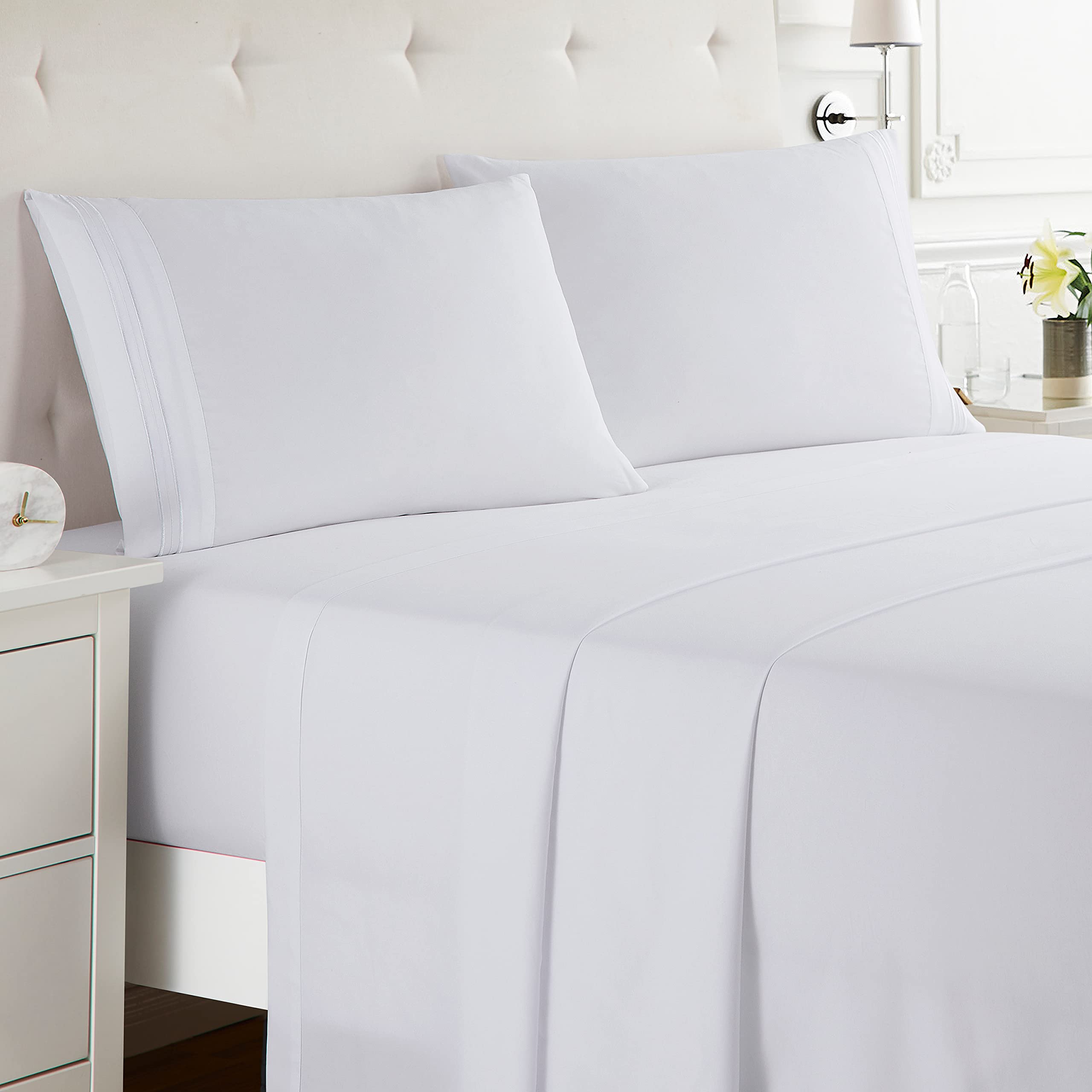 Nestl Queen Sheet Set - 4 Piece Bed Sheets For Queen Size Bed, Deep Pocket, Hotel Luxury, Extra Soft, Breathable And Cooling, Wh