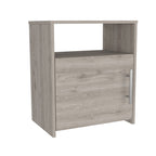Omaha Nightstand, Single Door Cabinet, Metal Handle, 1 Shelf, Superior Top, Light Gray