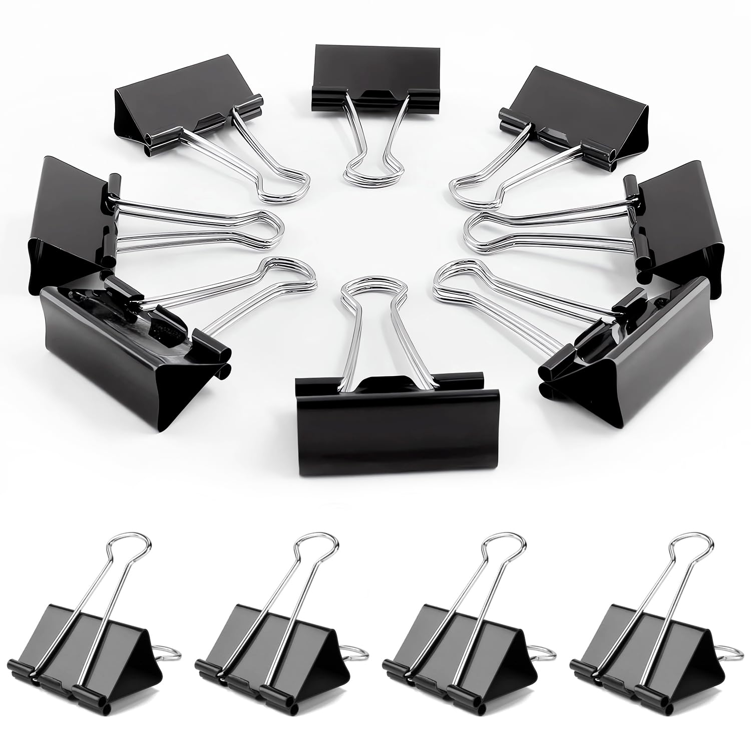 Medium Binder Clips, 72Pack, 1Inch, Black Paper Binder Clips, Medium Paper Clips, Office Clips, With Storage Container For Offic