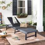 Safavieh Outdoor Collection Manteca Dark Slate Grey Solid Wood/Dark Grey Texline Fabric Adjustable Chaise Lounge Chair (Pat6708K)