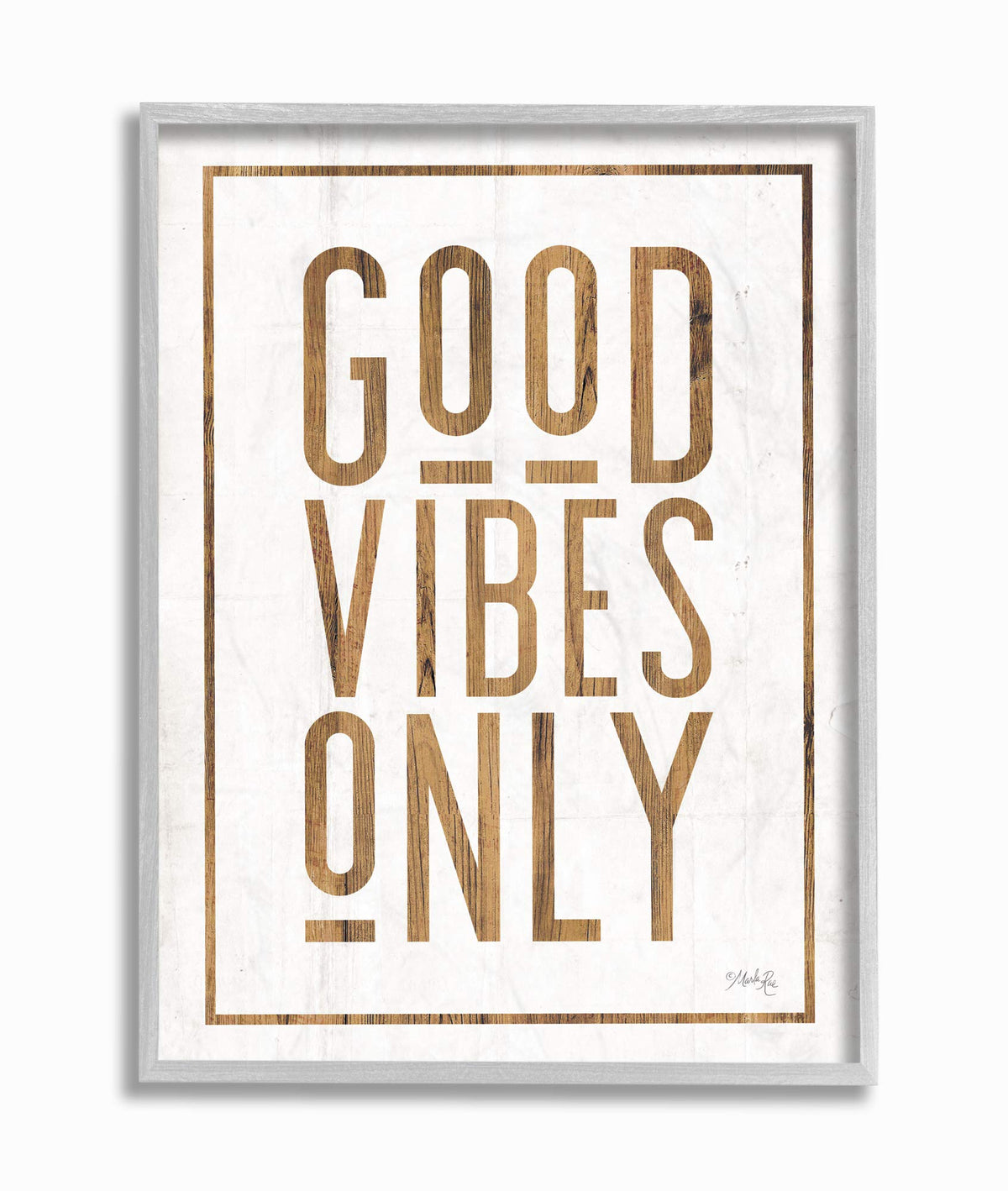 Stupell Industries Good Vibes Only Rustic White And Exposed Wood Look Sign Gray Framed Wall Art, 16 X 20, Multi-Color