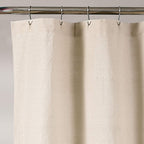 Lush Decor Linen Button Shower Curtain, 72'' W X 84'' L, Linen - Rustic Extra Long Shower Curtain - Color Block Bath Curtain Wit