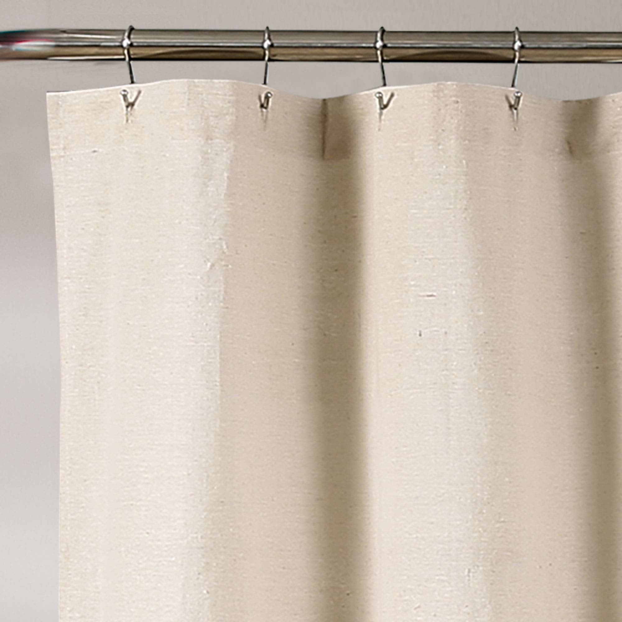 Lush Decor Linen Button Shower Curtain, 72'' W X 84'' L, Linen - Rustic Extra Long Shower Curtain - Color Block Bath Curtain Wit