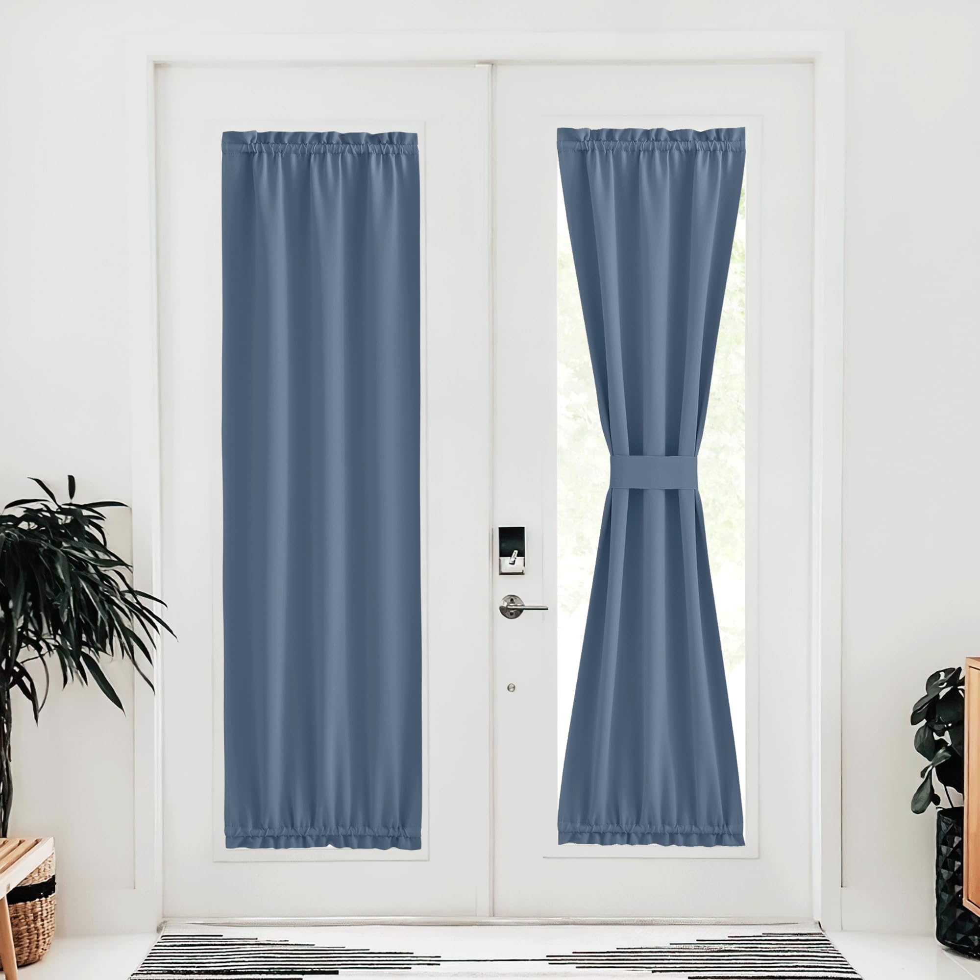 NICETOWN French Door Blackout Curtain for Kitchen Thermal Insulated Drapes Temporary Window Treatment Covering for Glass Door Ro