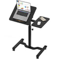Shw Tim Rolling Adjustable Laptop Cart With Tilting Desktop And Side Shelf, Black