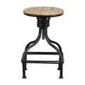 Benjara 20-30 Inch Swivel Counter Bar Stool, Vintage Metal Frame, Round Seat, Brown and Black