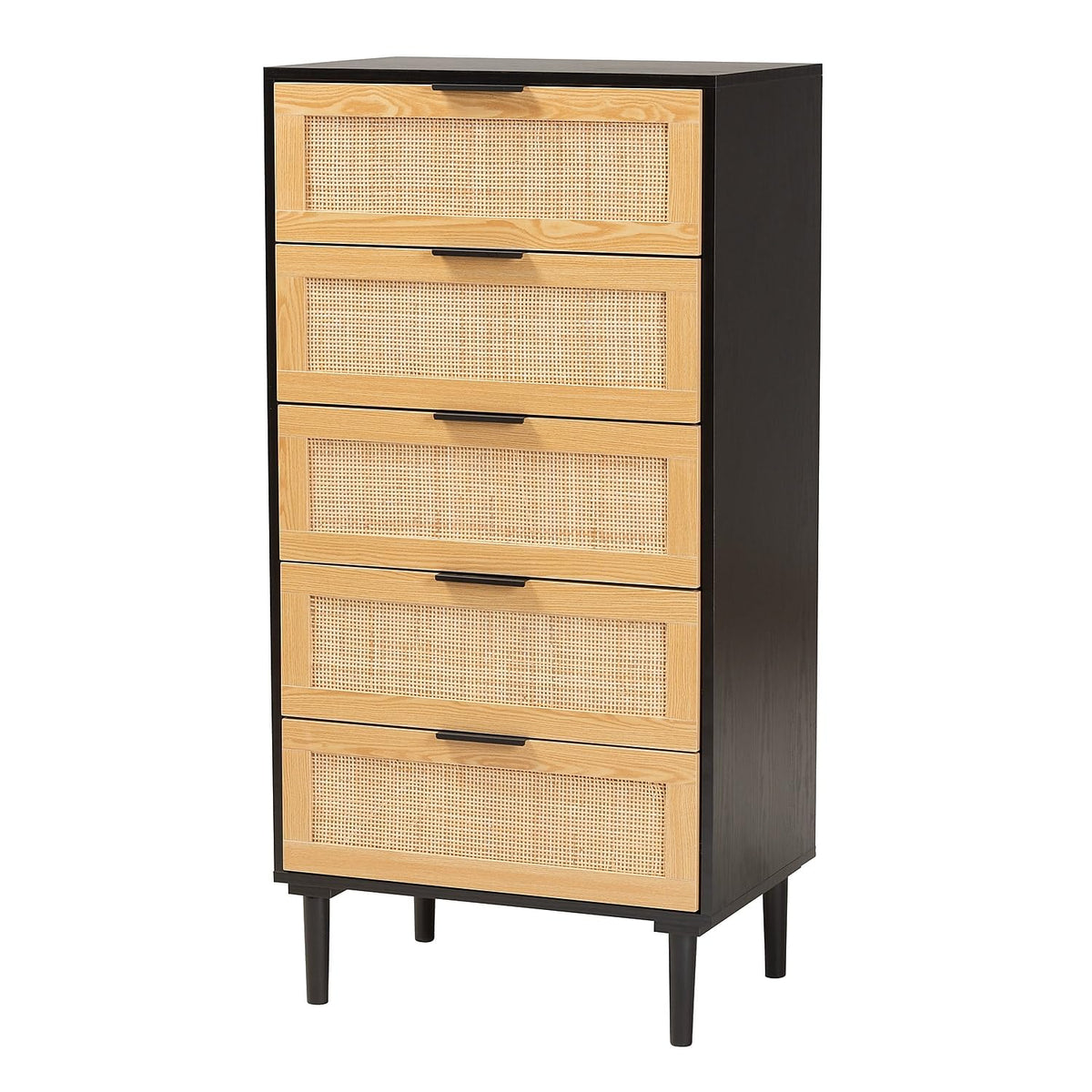 Baxton Studio Maureen 47.25-Inch High 5-Drawer Storage Cabinet, Espresso And Natural Brown (217-12372-Hit)