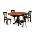 East West Furniture AVAT5-BLK-W 5 Piece Dining Room Table Set Includes an Oval Kitchen Table with Butterfly Leaf and 4 Dining Chairs, 42x60 Inch, Black & Cherry