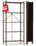 ALANNG 70.7 H Metal Storage Shelves, 5 Tier Folding Shelf on Wheels, Heavy Duty, No Assembly, Rolling, Collapsible Rack Unit for