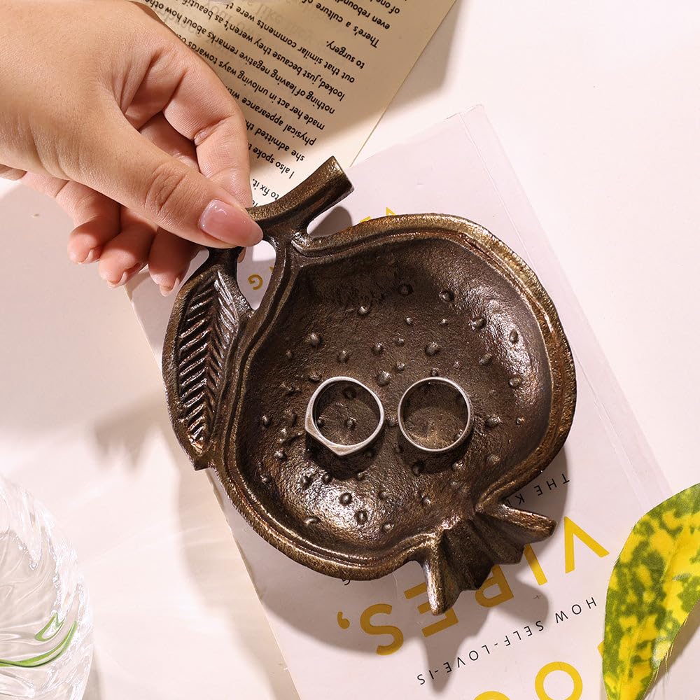 Esq Living Pomegranate Trinket Dish For Home Decor| Vanity Tray Organiser | Jewellery/Makeup/Table Organizer | Necklace Keys Rin