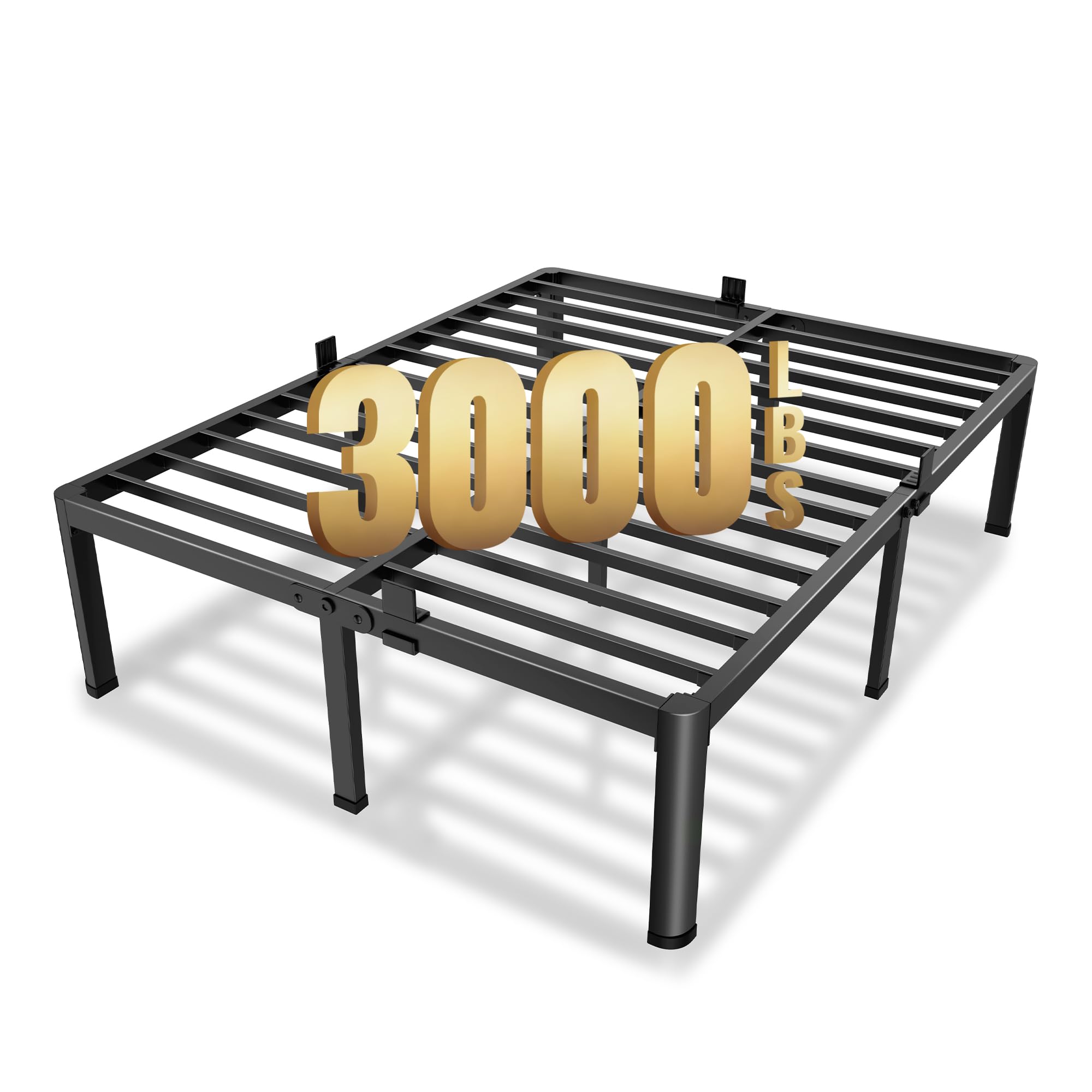 Maf 14 Inch Queen Metal Platform Bed Frame With Round Corner Legs, 3000 Lbs Heavy Duty Steel Slats Support, Noise Free, No Box Spring Needed, Easy Assembly