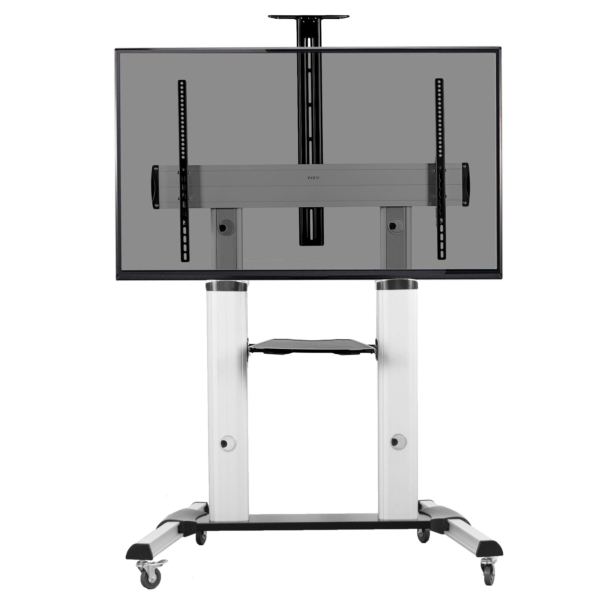 Vivo Ultra Heavy Duty Mobile 32 To 100 Inch Tv Stand For Flat Screens, Adjustable, Rolling Tv Cart Mount With Wheels Stand-Tv22S