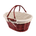 Large Wicker Basket With Handle, 14.2 X 11 X 6.7 Inch Wicker Picnic Basket With Liner, Empty Gift Basket, Oval Willow Woven Bask