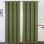 Lemomo 100% Blackout Curtains 52 X 84 Inch/Olive Green Curtains 2 Panels With Black Lining Room Darkening Thermal Insulated Bedr