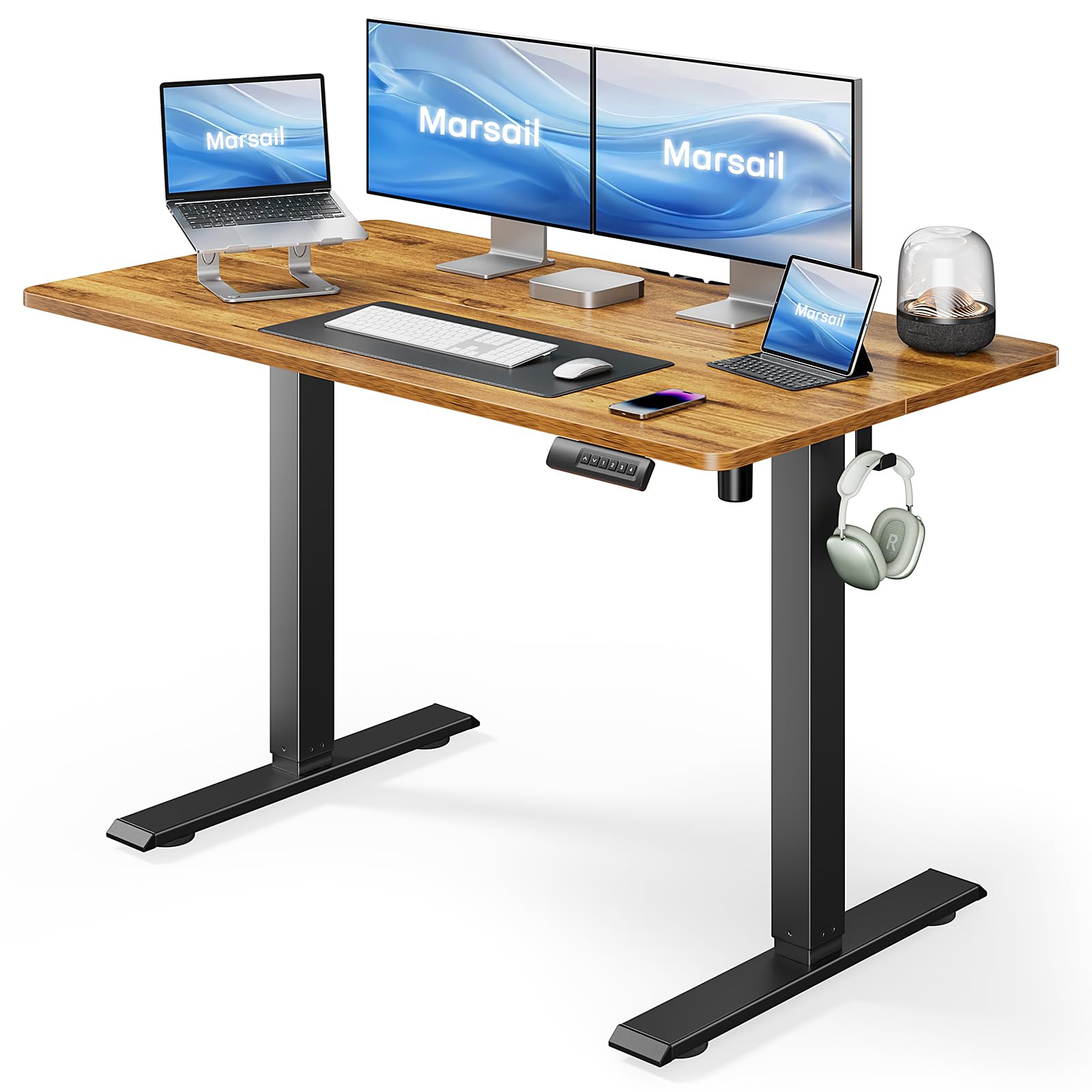 Marsail Electric Standing Desk,Adjustable Height Stand up Desk, 40 x 24 Inch Home Office Furniture Computer Desk, 4 Memory Prese