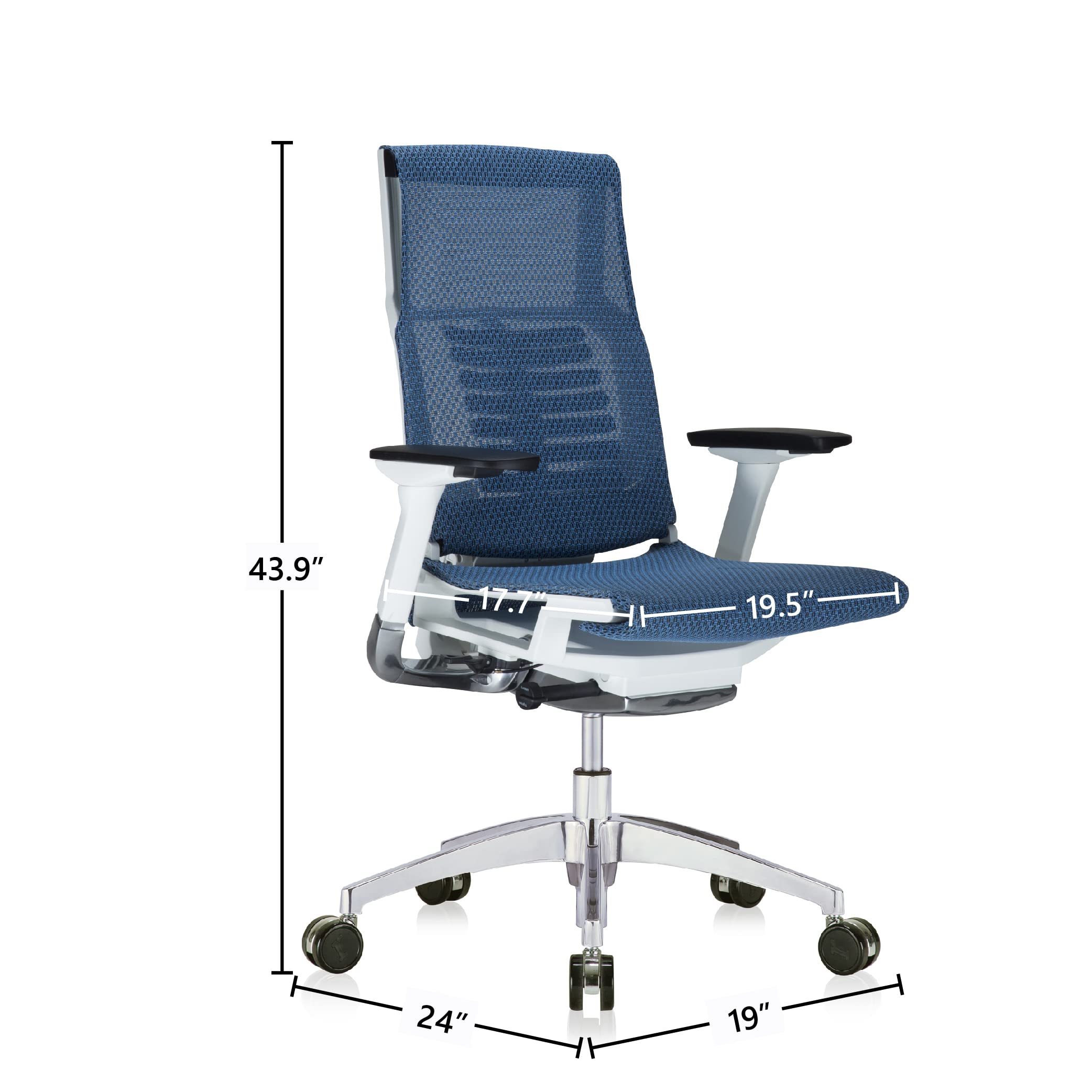 Powerfit Exec Chair Blue Mesh Seat & Back-White Frame