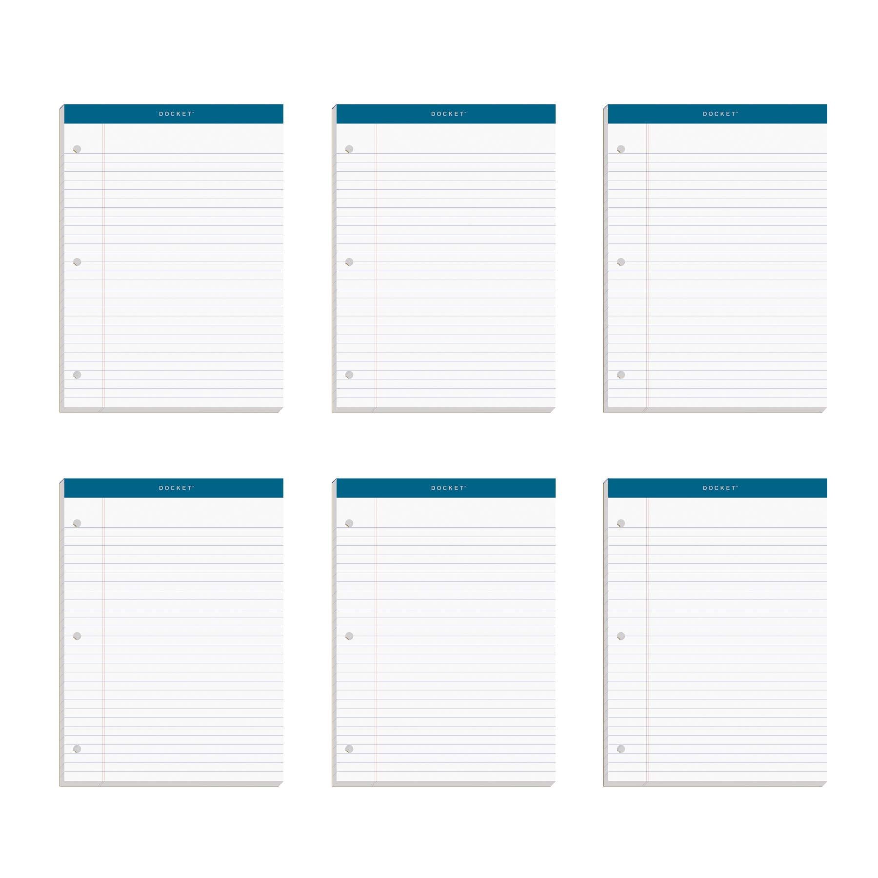 Tops 63437 Double Docket Ruled Pads, 8 1/2 X 11 3/4, White, 100 Sheets (Pack Of 6 Pads)