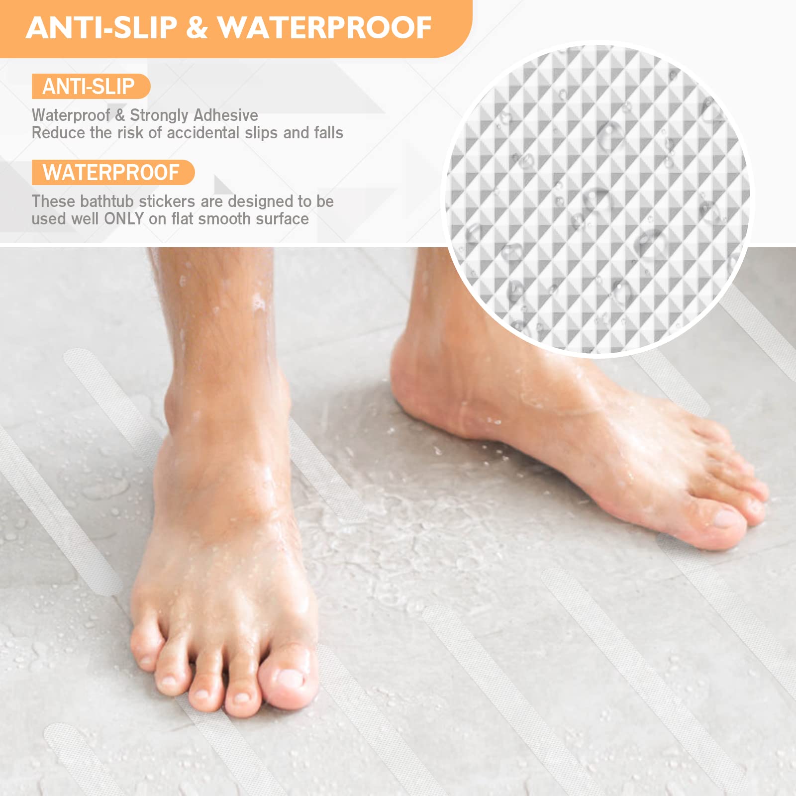 Non Slip Bathtub Stickers, 24 Pcs Shower Stickers For Safety Bathroom Tubs, Bathtub Non Slip Stickers And Adhesive Decals Scrape