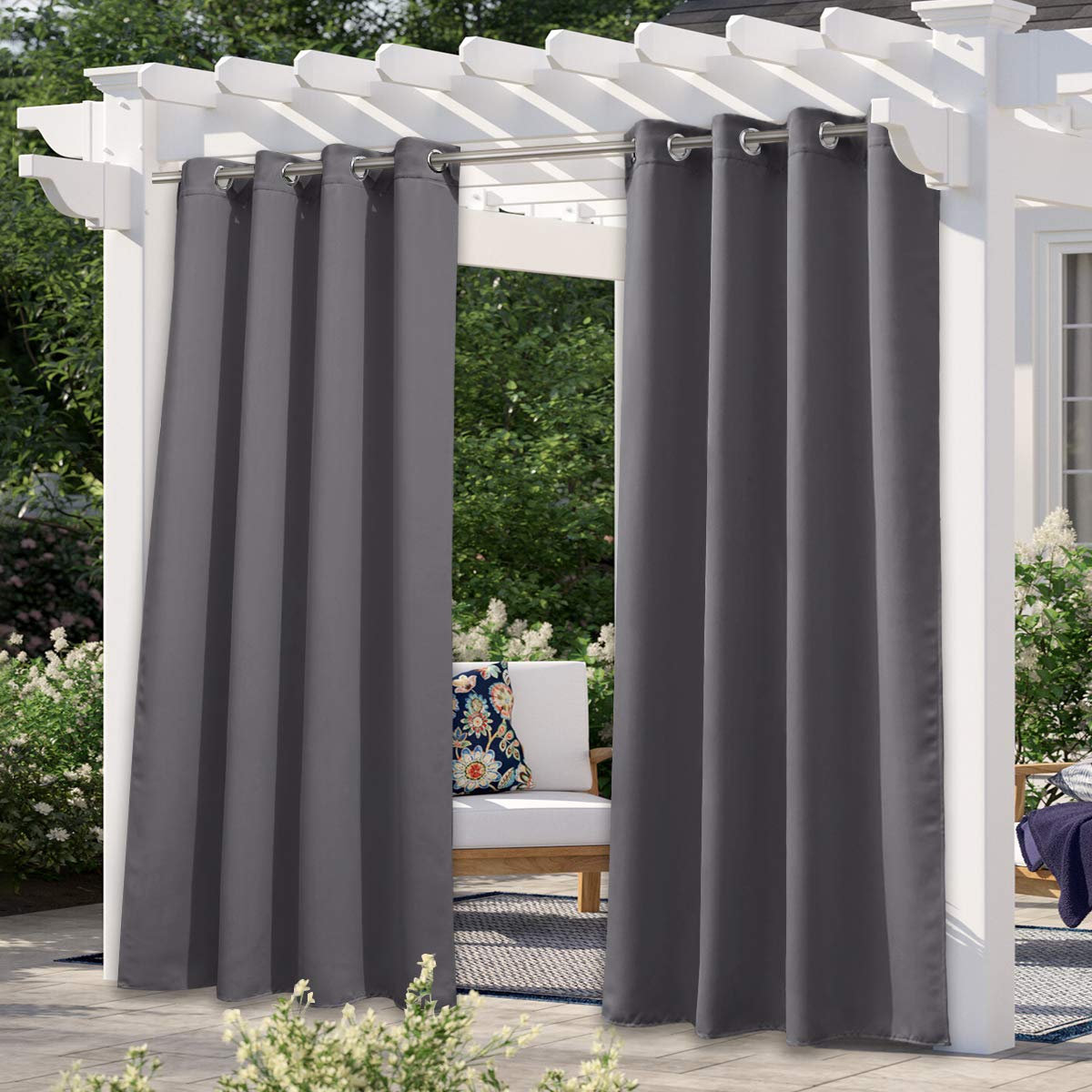 Nicetown 108' L Outdoor Curtain For Patio Waterproof, Thermal Insulated Grommet Blackout Outdoor/Indoor Curtain Privacy Protect