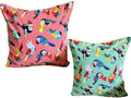 Pilovilo Set Of 2 Kids Cushion Cover Cotton Birds Print In Peach And Green Size 16X16 (Birds Peach Green Set Of 2)