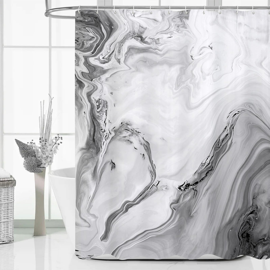 MitoVilla Grey Marble Extra Long Shower Curtain Set 72 x 84, Modern Ombre 84 inch XL Shower Curtains for Chic Bathroom Decor, Ab