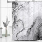 MitoVilla Grey Marble Extra Long Shower Curtain Set 72 x 84, Modern Ombre 84 inch XL Shower Curtains for Chic Bathroom Decor, Ab